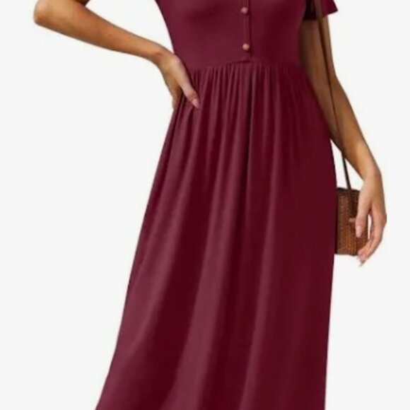 Grecerelle burgundy short sleeve  maxi dress - Picture 2 of 6